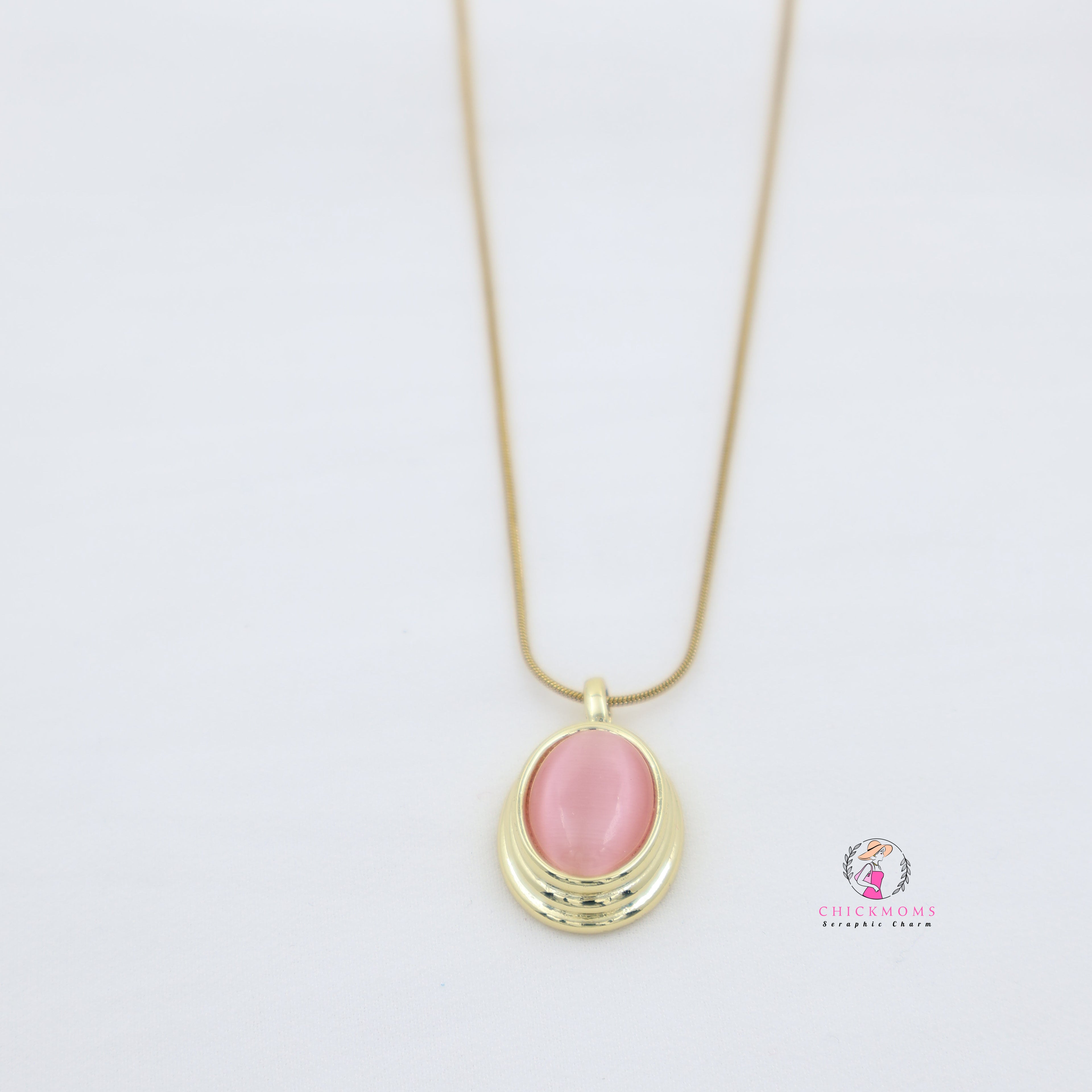 Pink Stone Gold Pendant Necklace