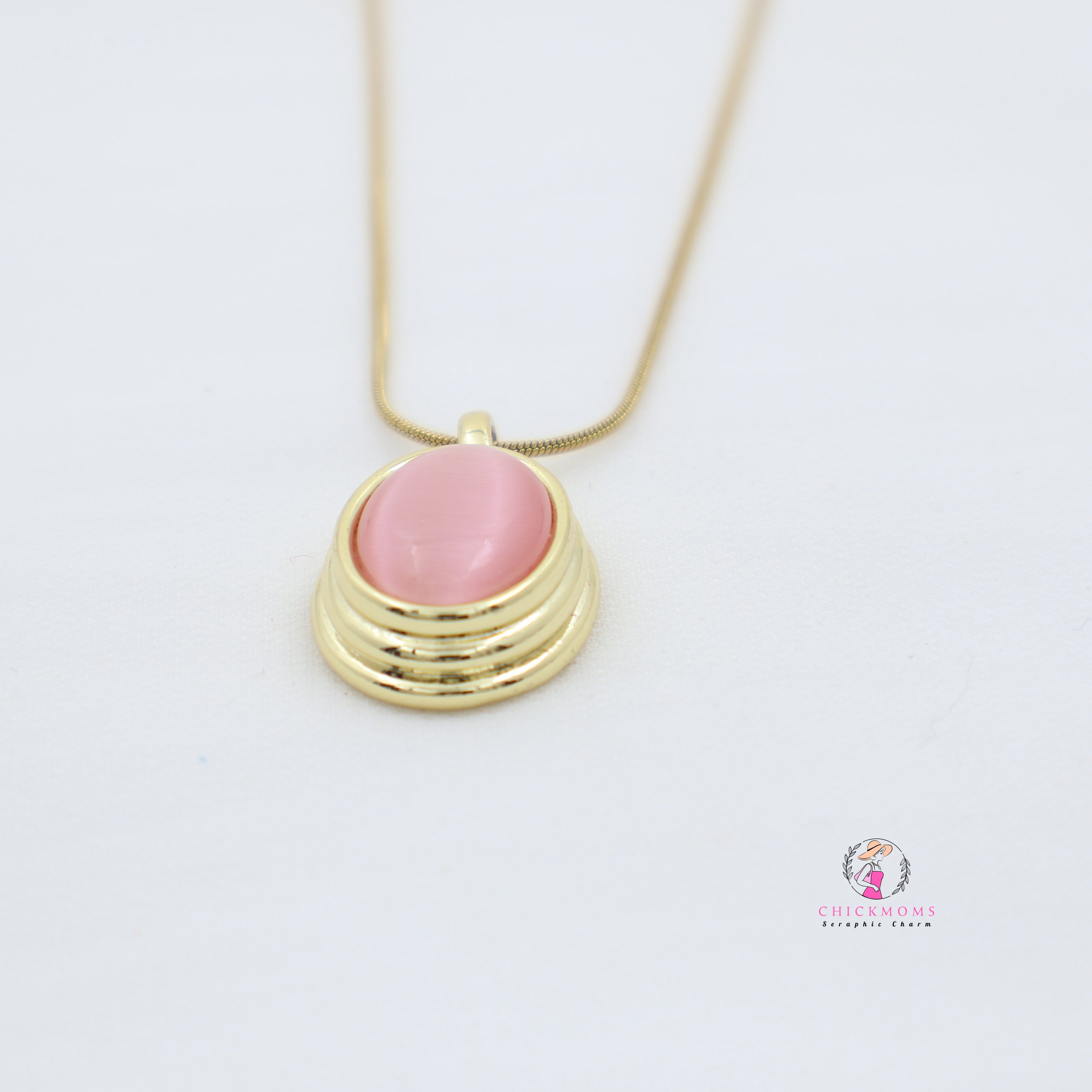 Pink Stone Gold Pendant Necklace