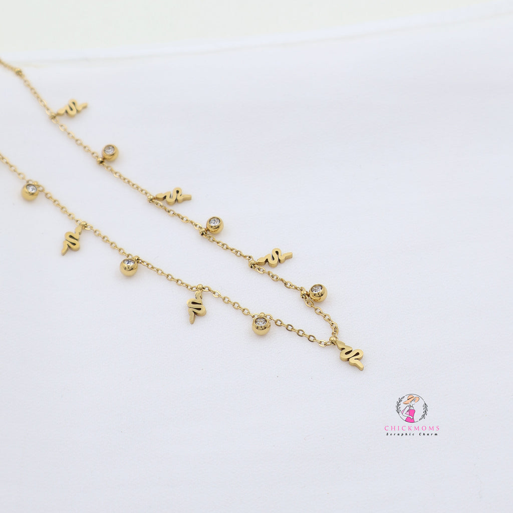 Gold Plated Snake Charm Necklace