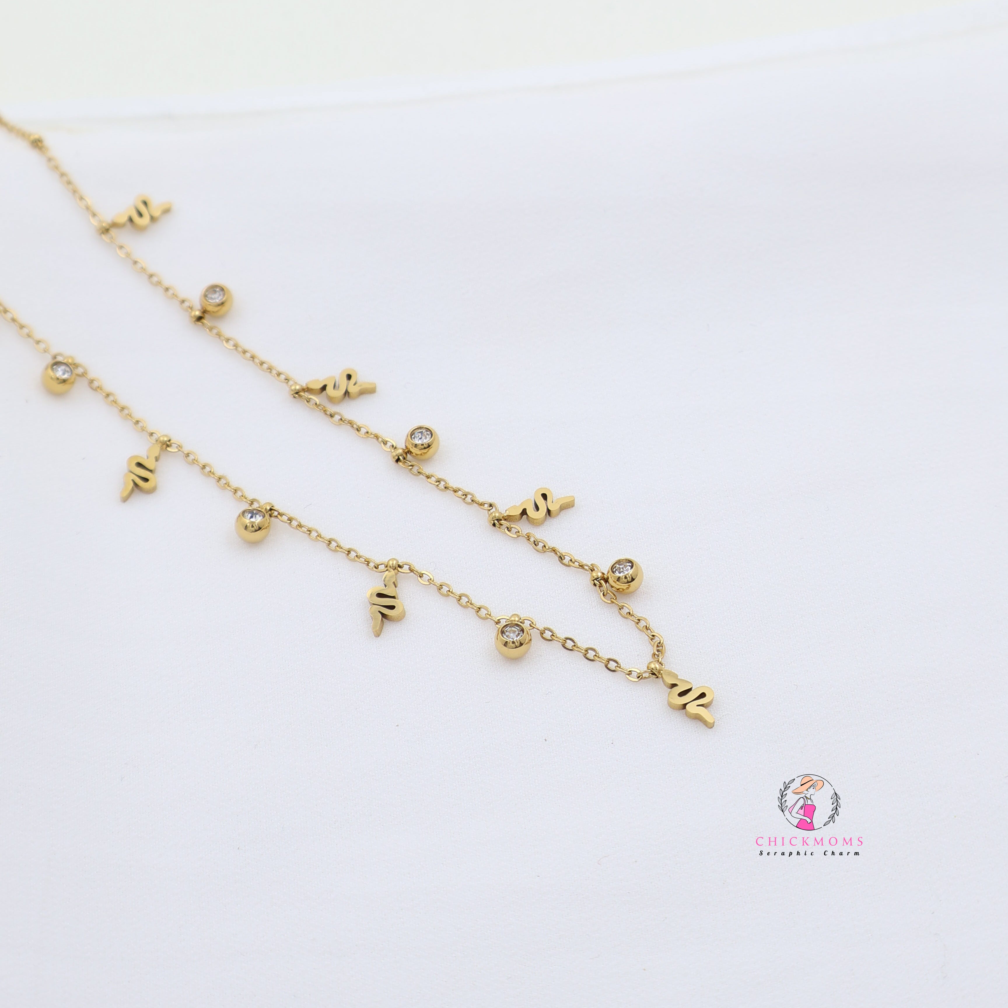 Gold Plated Snake Charm Necklace