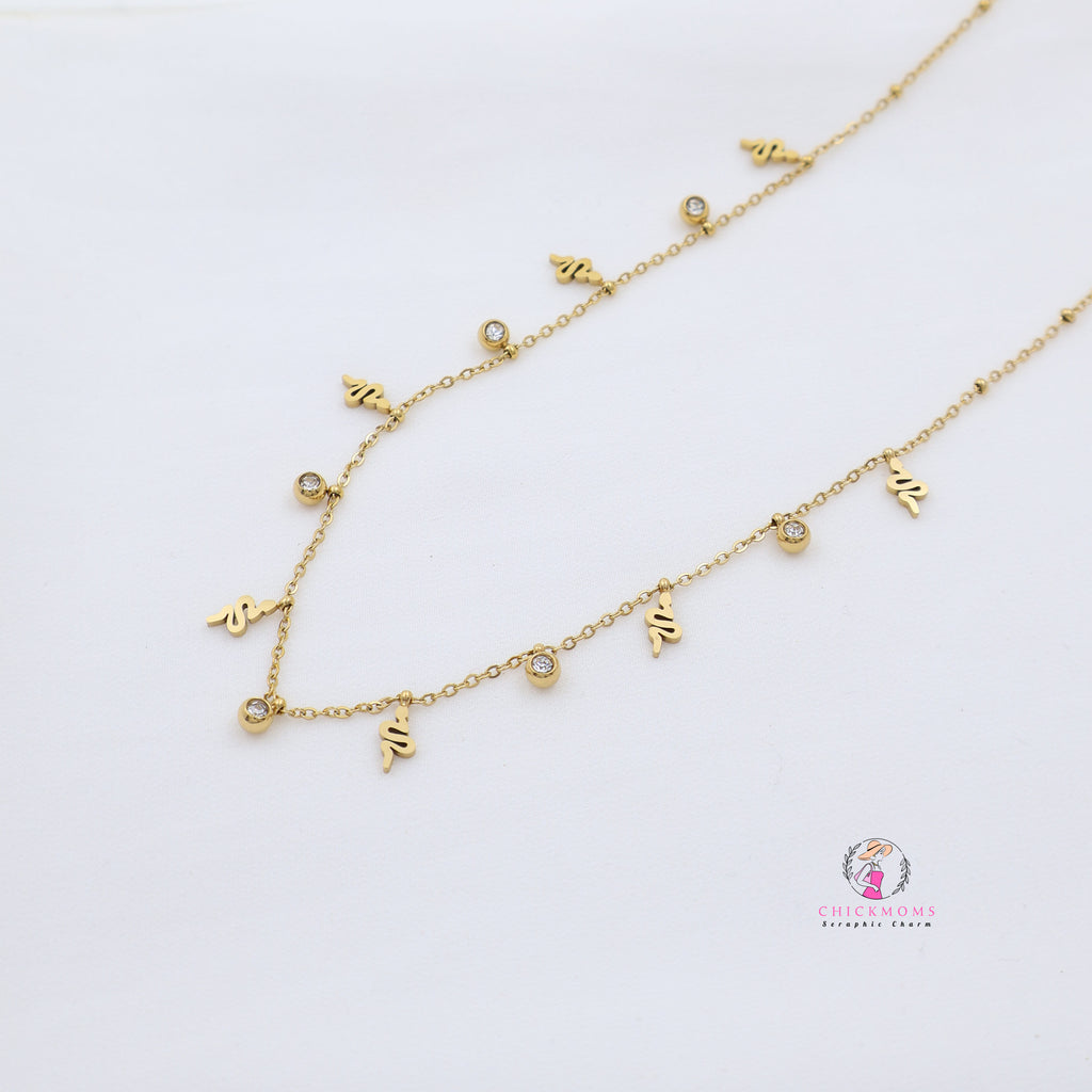 Gold Plated Snake Charm Necklace