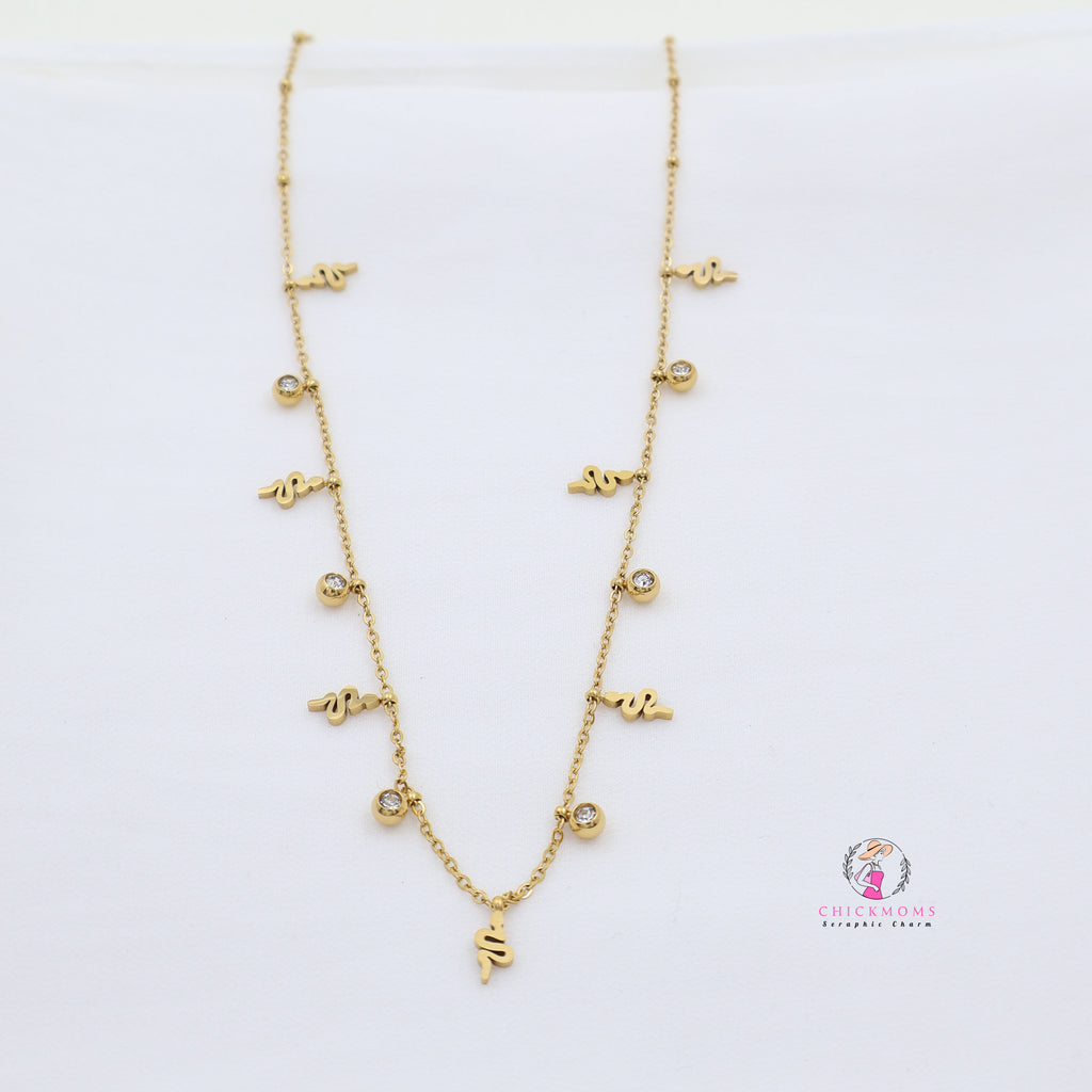 Gold Plated Snake Charm Necklace