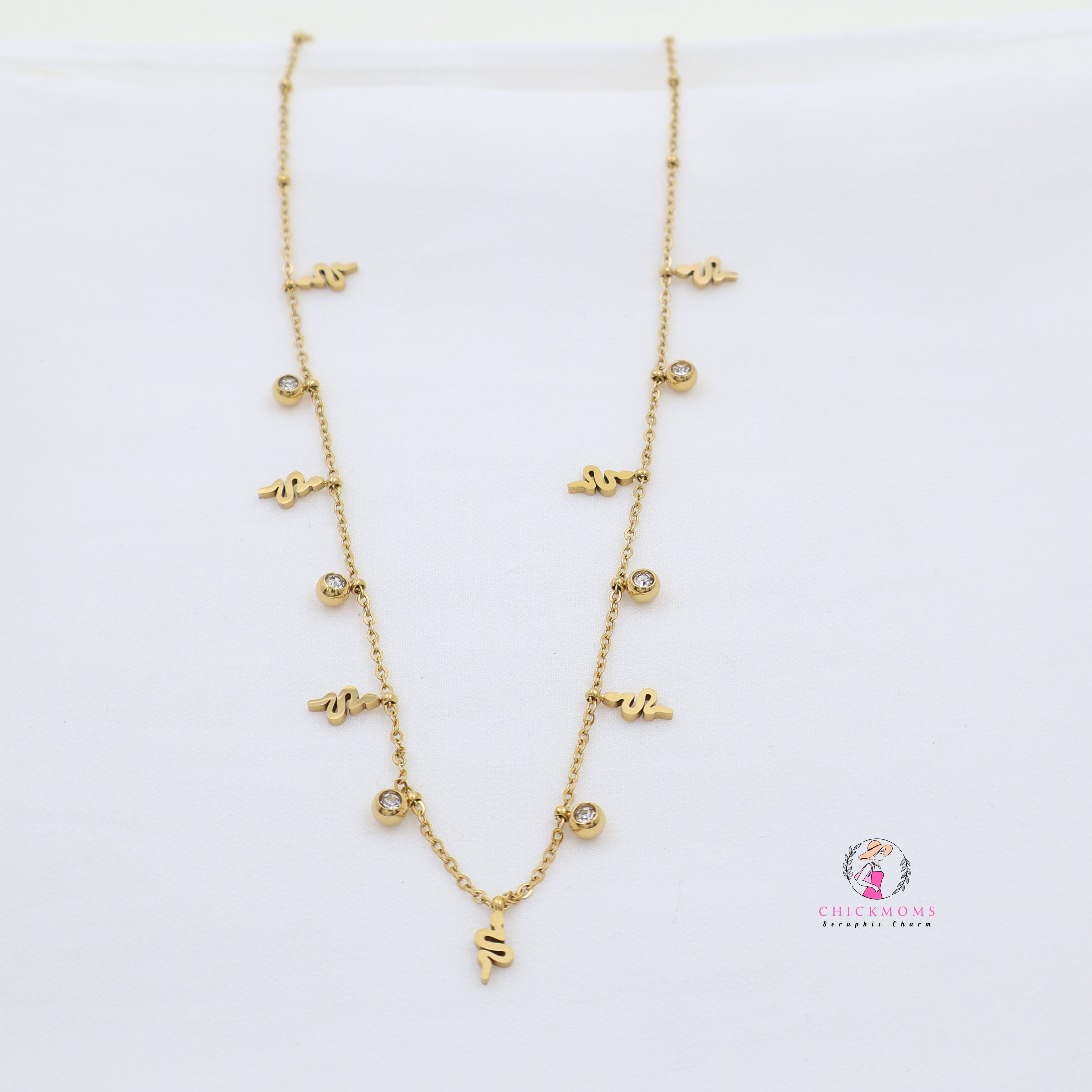 Gold Plated Snake Charm Necklace