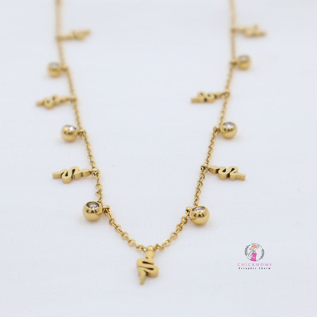 Gold Plated Snake Charm Necklace