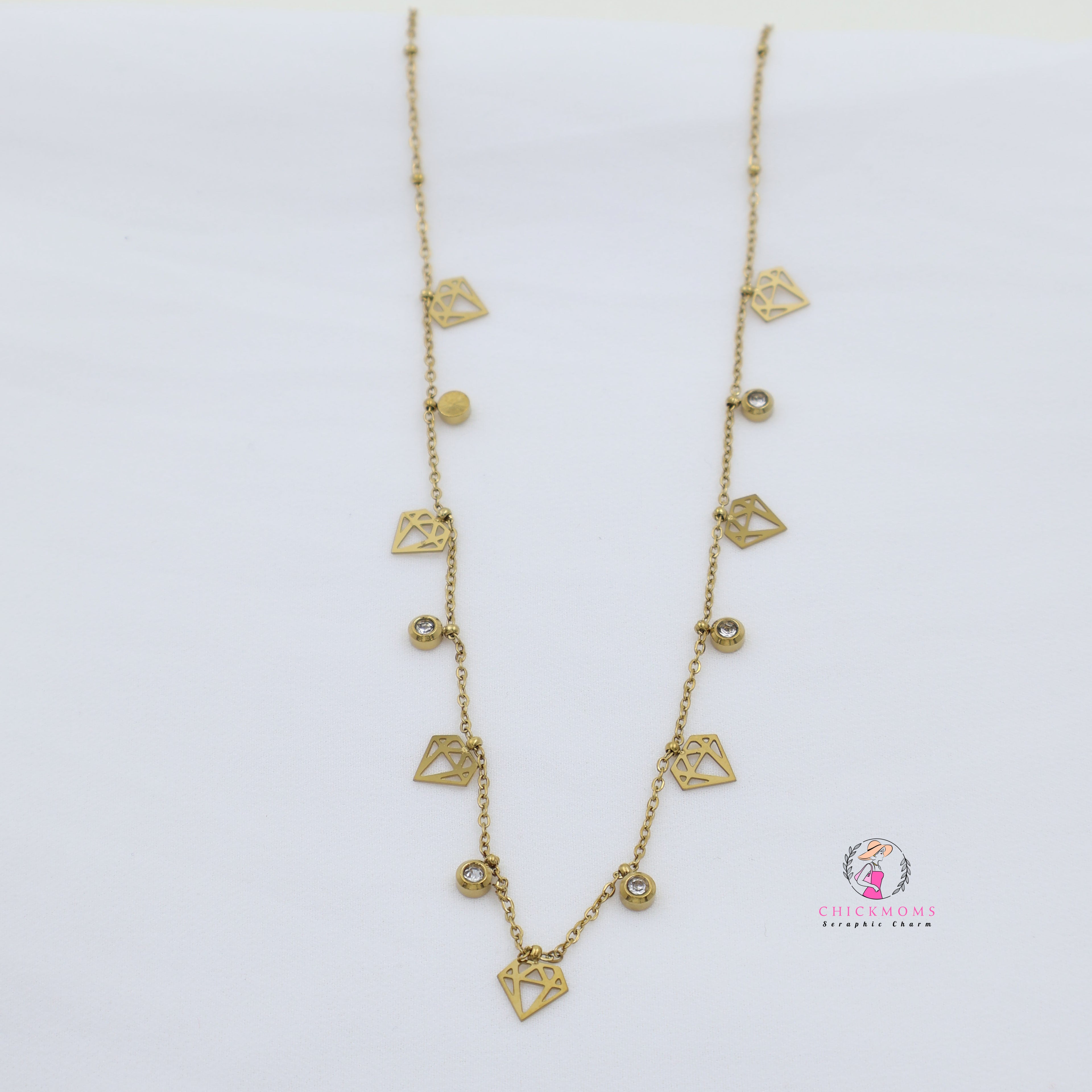 Diamond Charms Gold-Tone Necklace