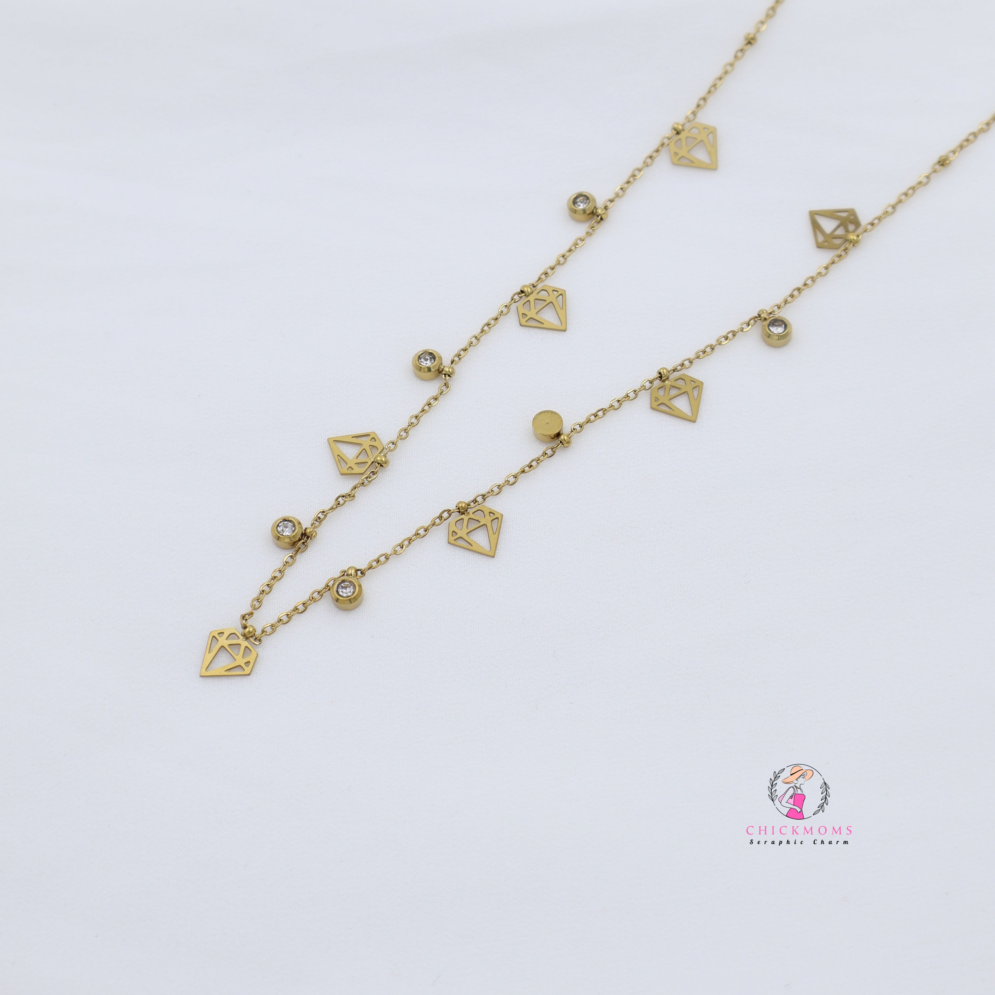 Diamond Charms Gold-Tone Necklace