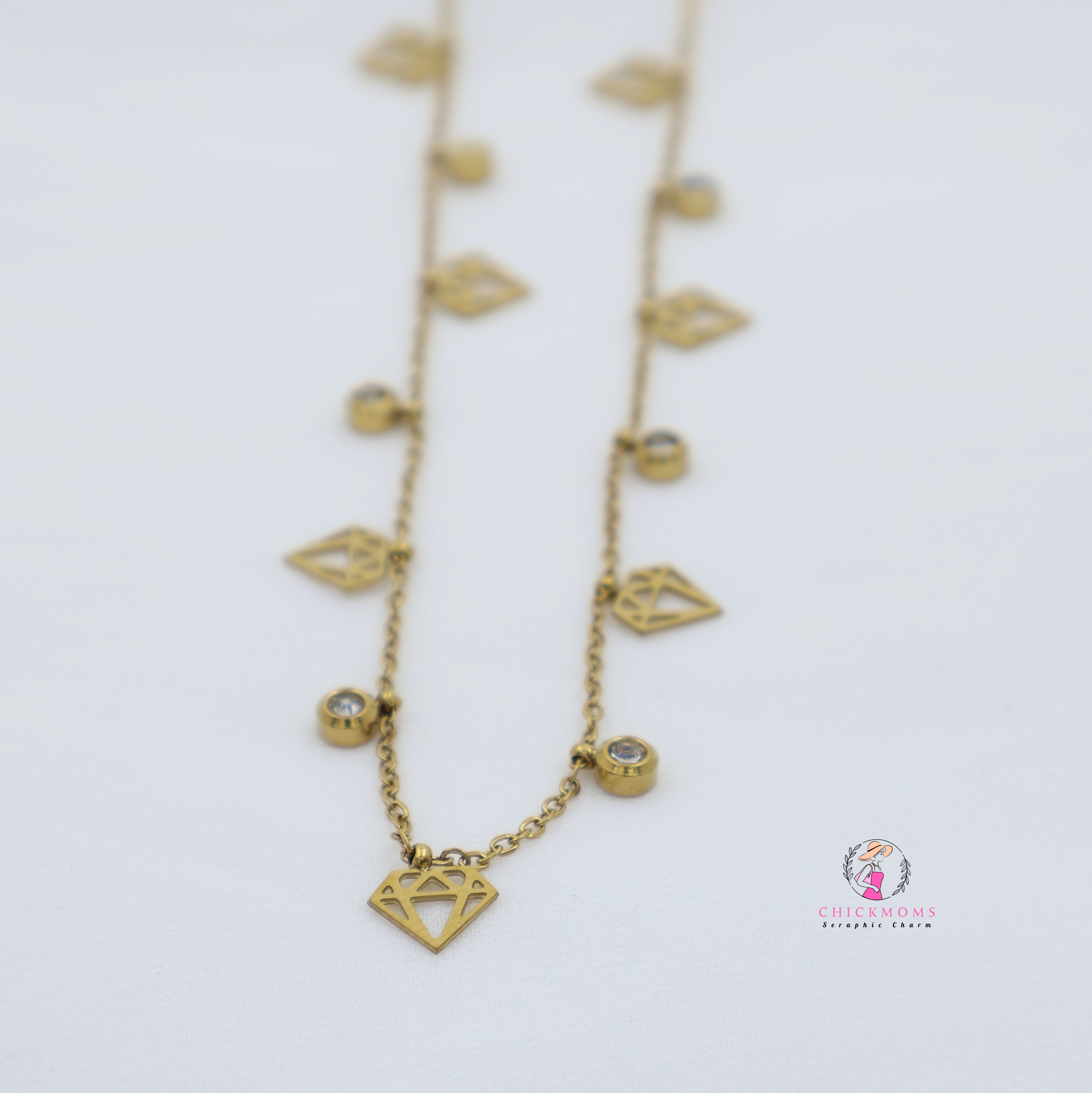 Diamond Charms Gold-Tone Necklace