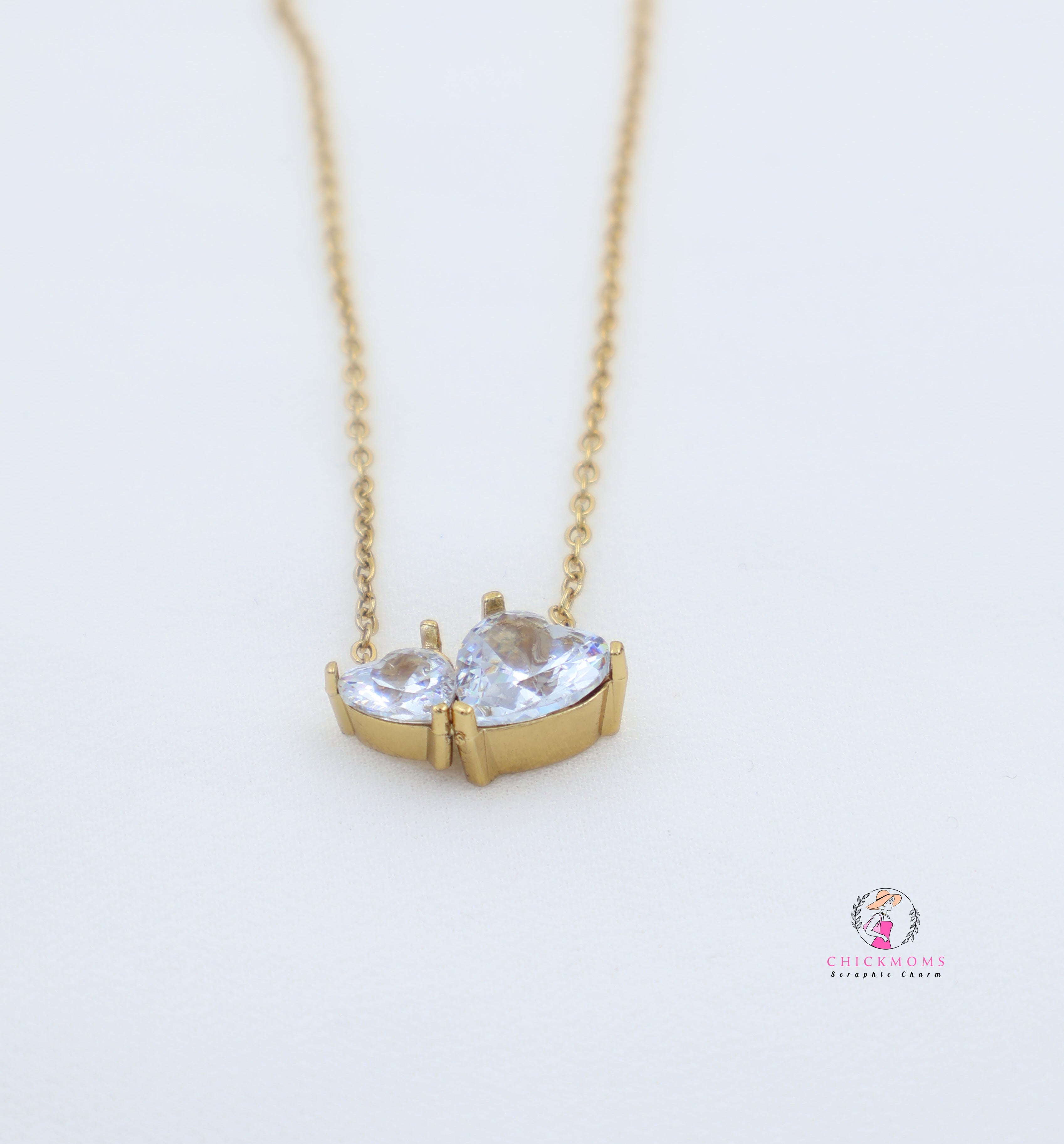 Dual Heart Gold Pendant Necklace
