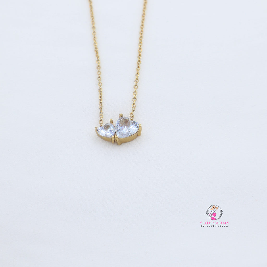Dual Heart Gold Pendant Necklace