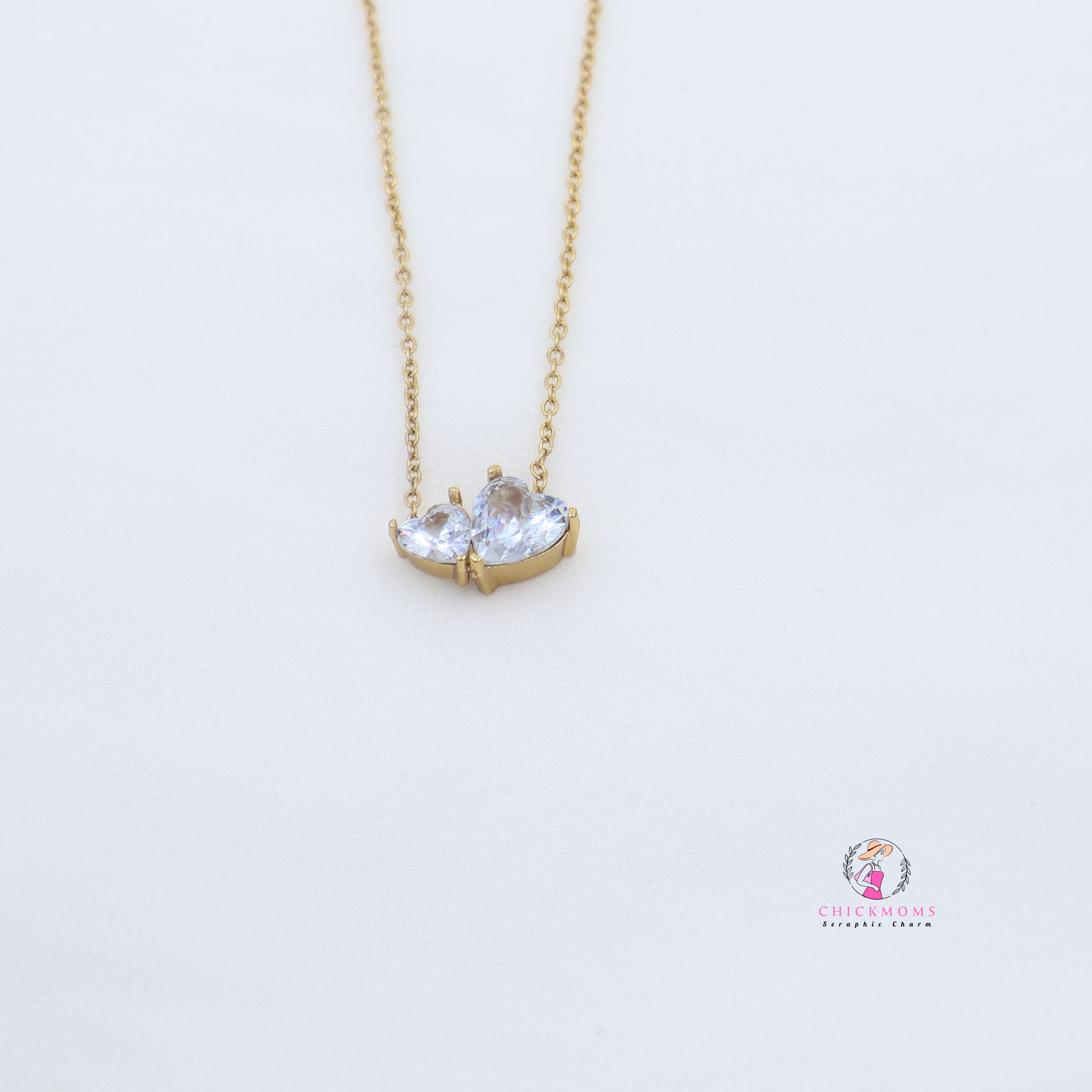 Dual Heart Gold Pendant Necklace