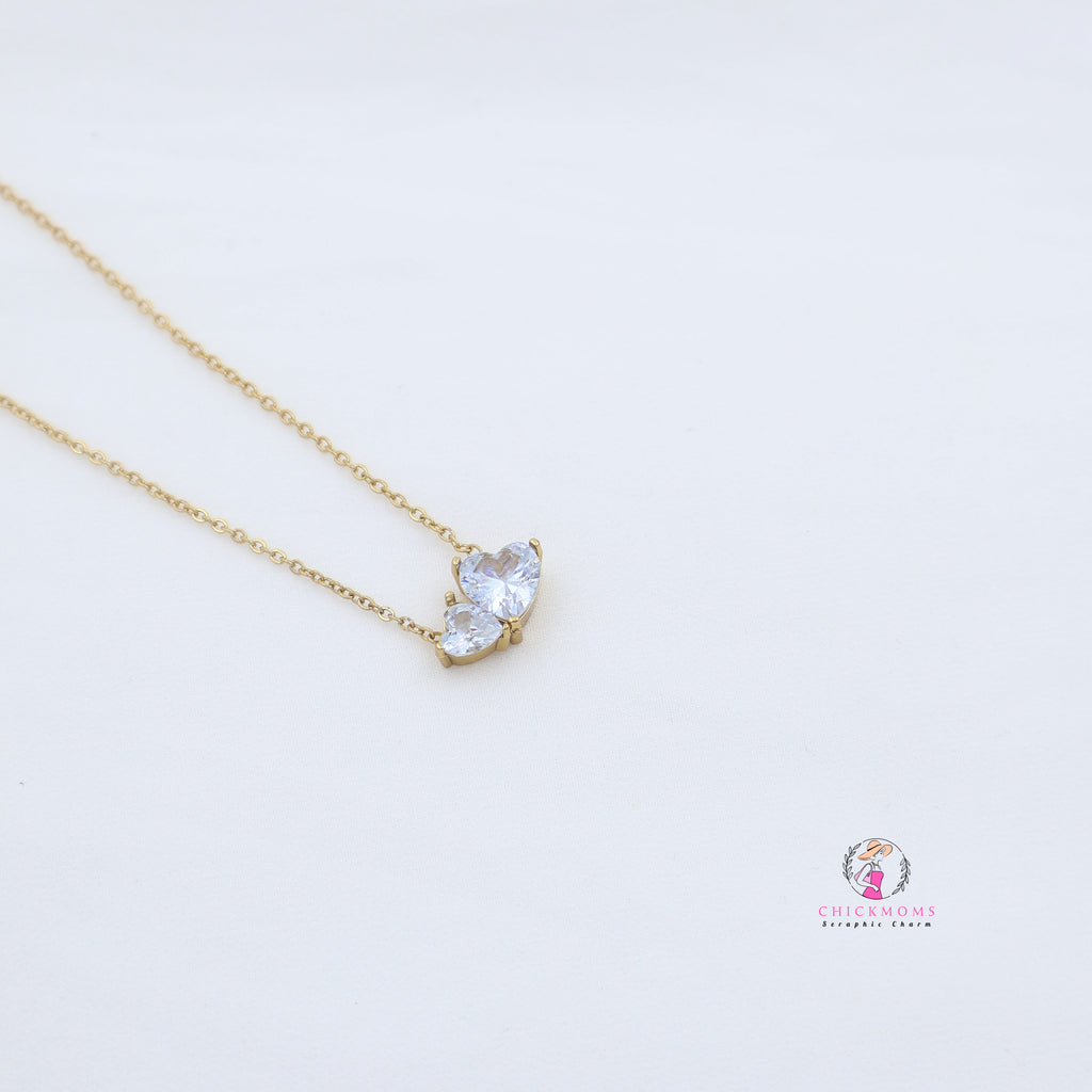 Dual Heart Gold Pendant Necklace