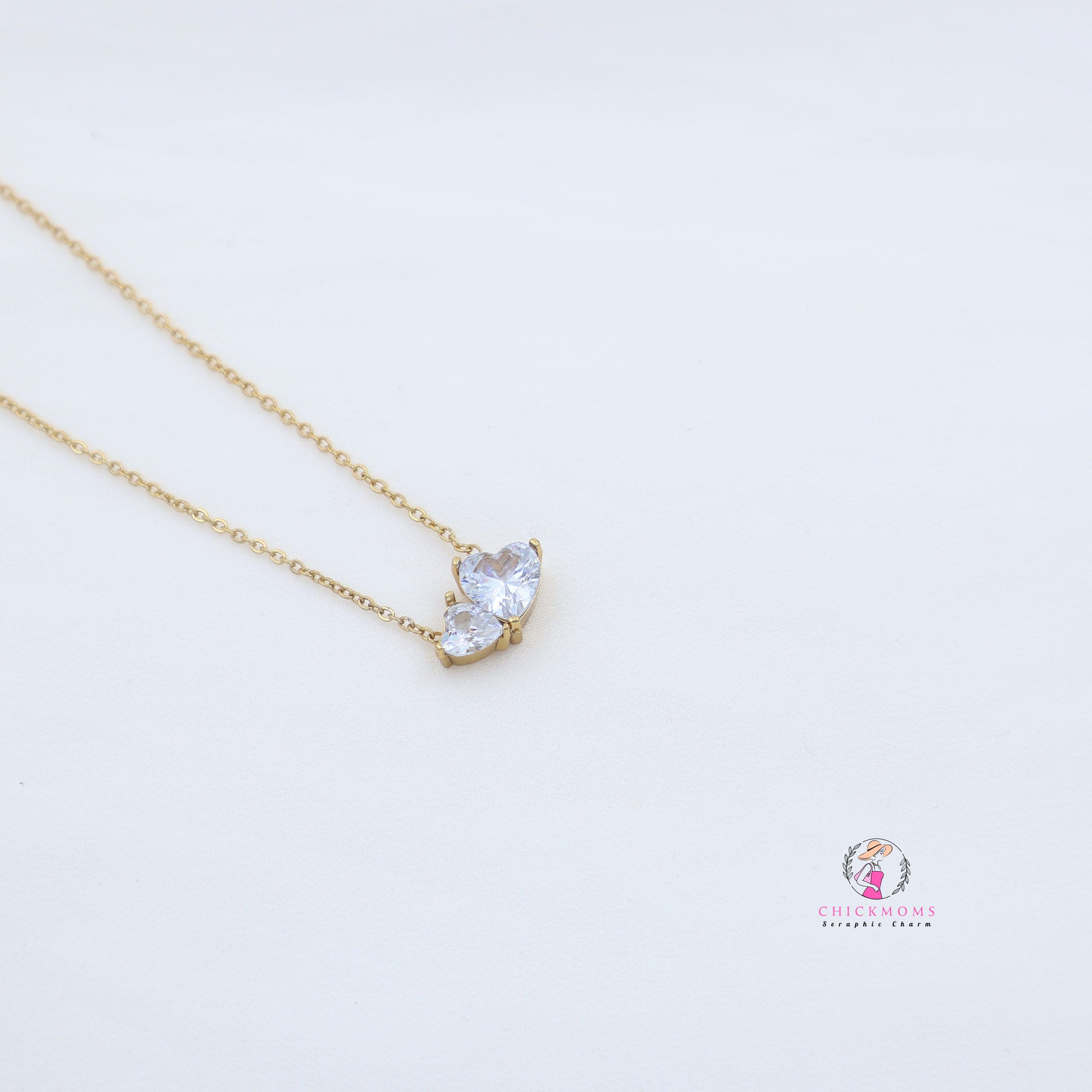 Dual Heart Gold Pendant Necklace