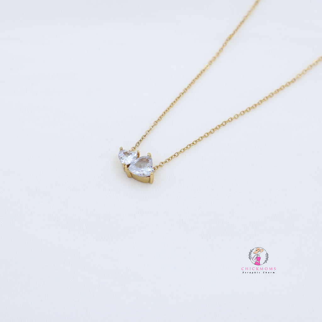 Dual Heart Gold Pendant Necklace