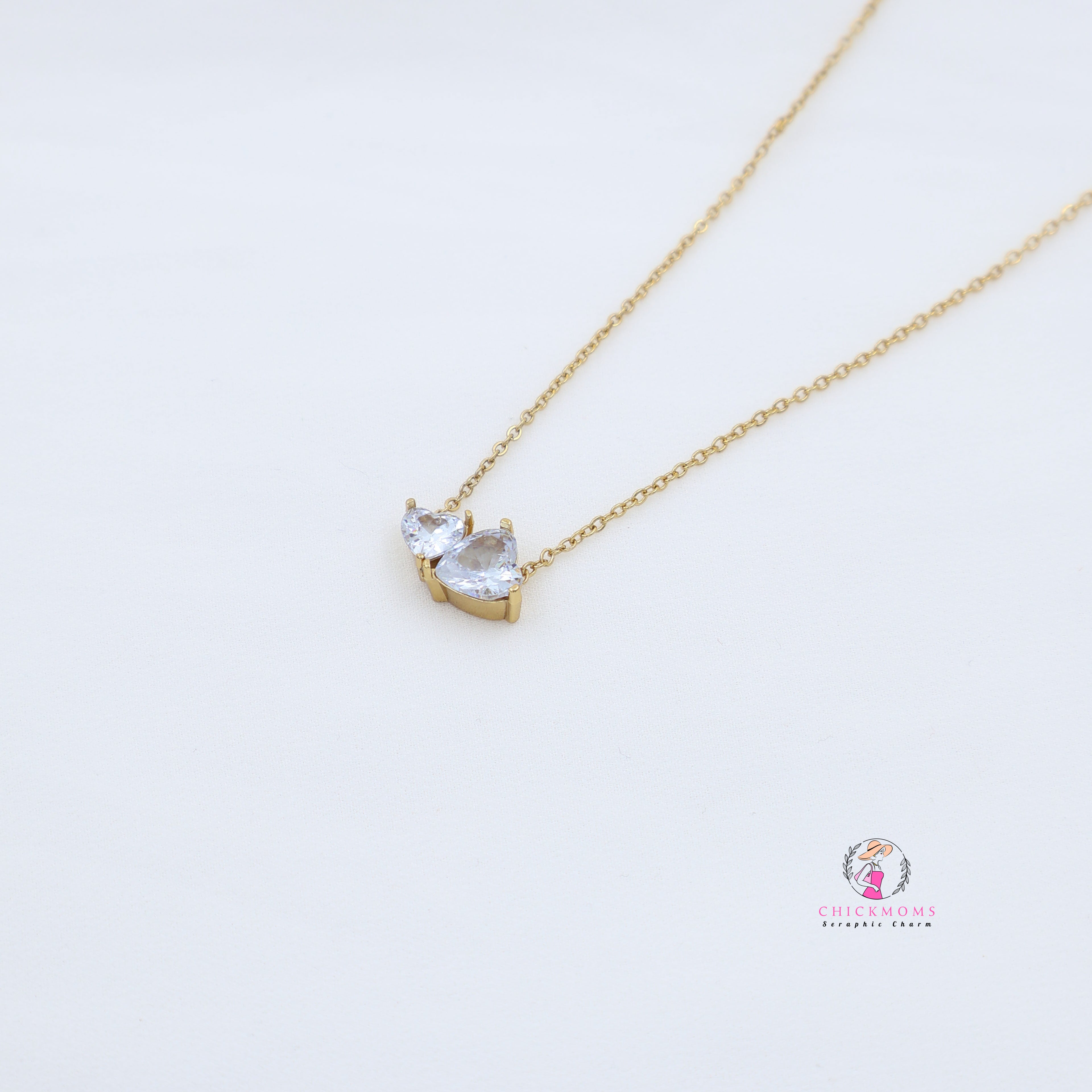 Dual Heart Gold Pendant Necklace