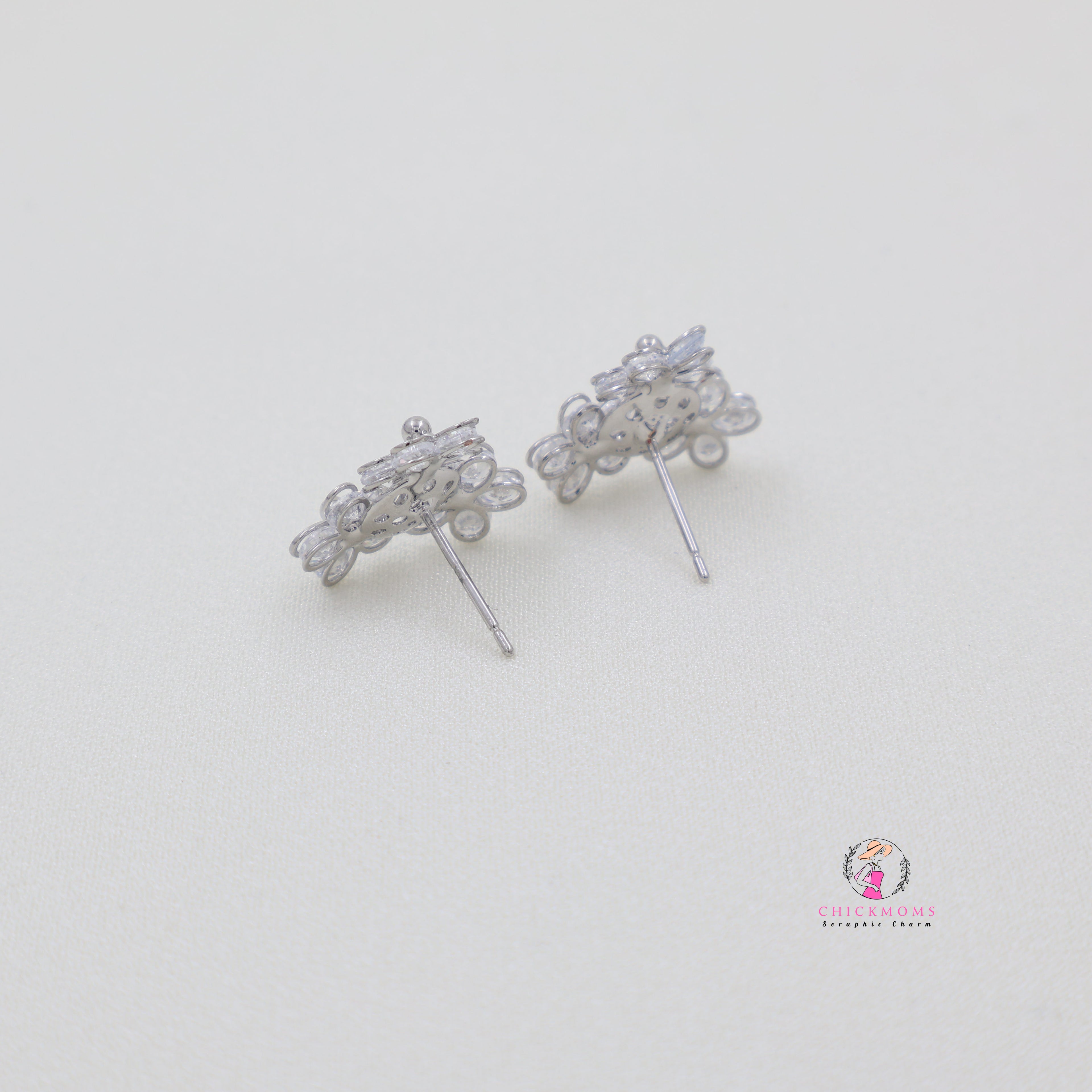 Floral Silver toned Stud Earrings