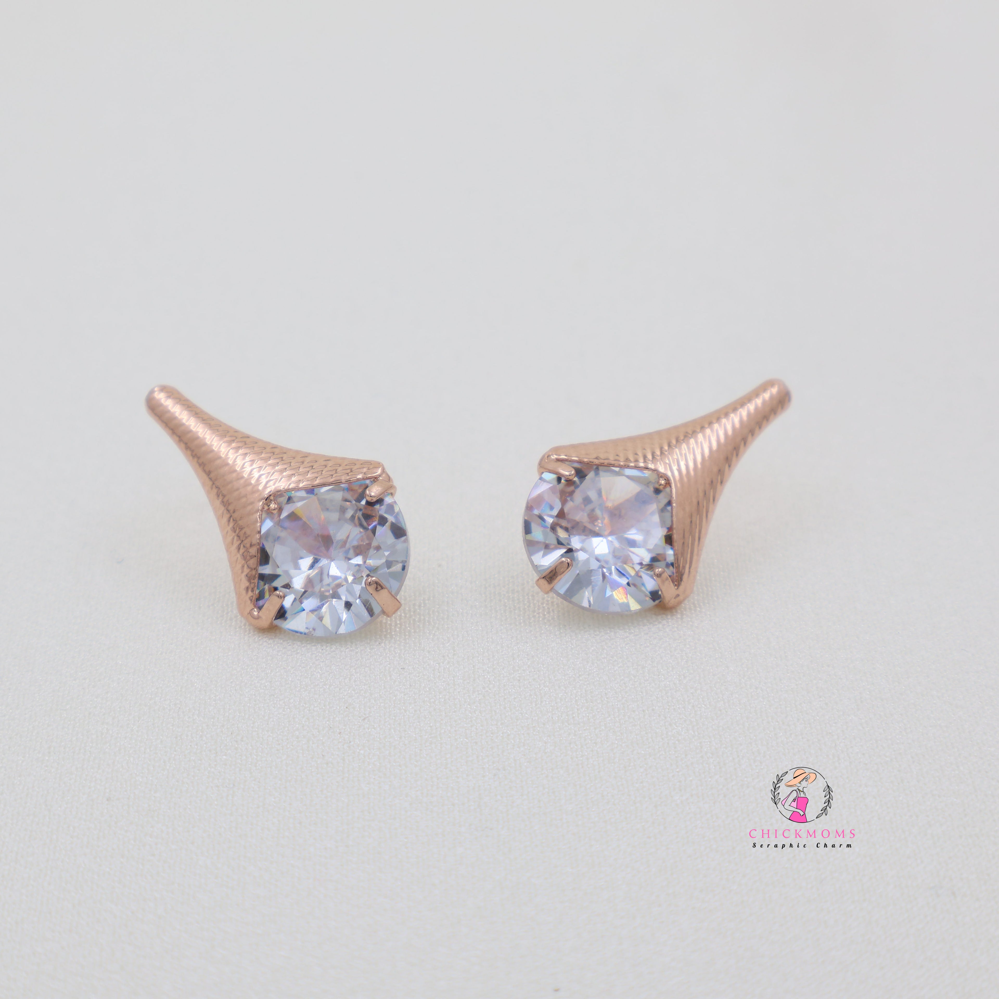 Rose Gold Crystal Stud Earrings