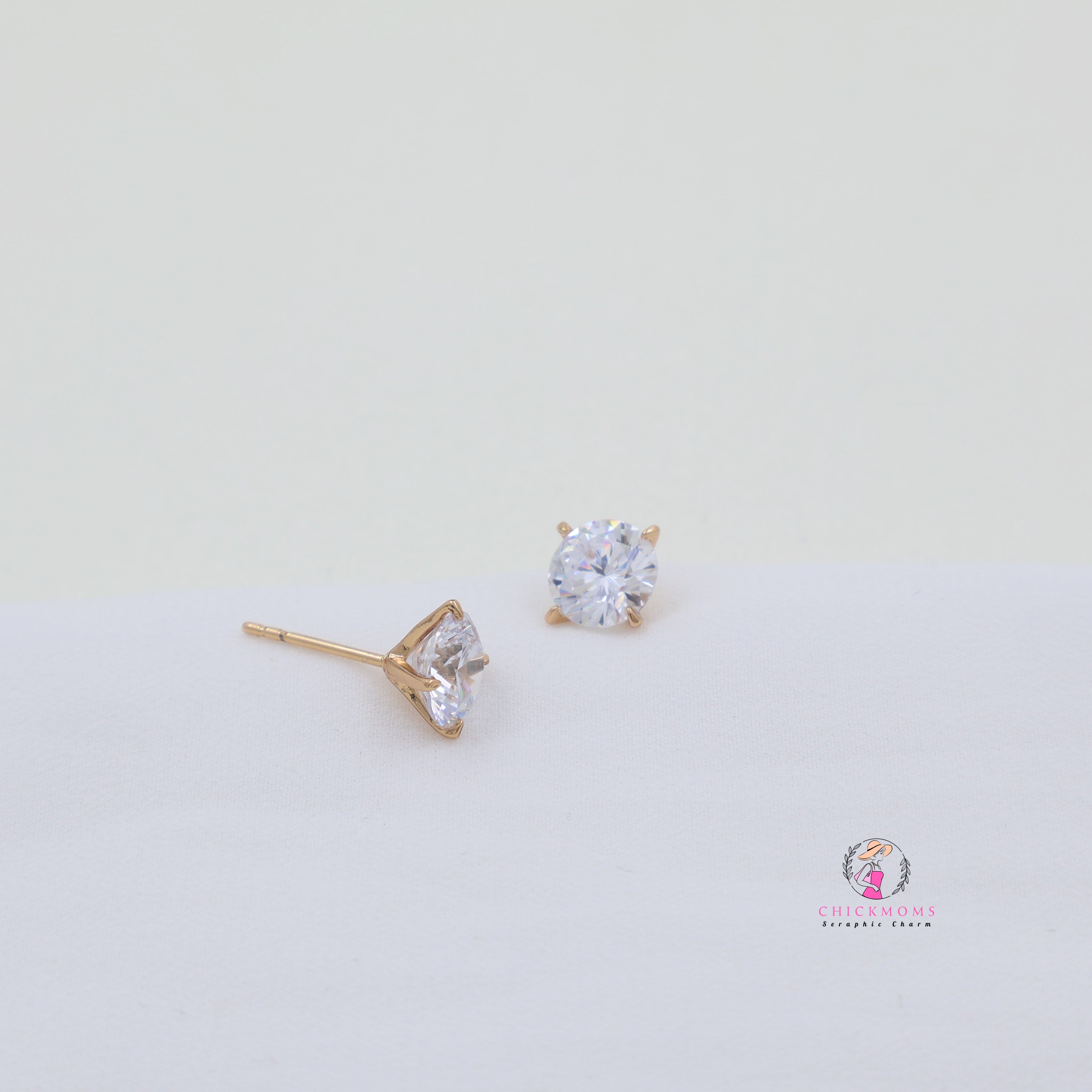 Classic Solitaire Stud Earrings