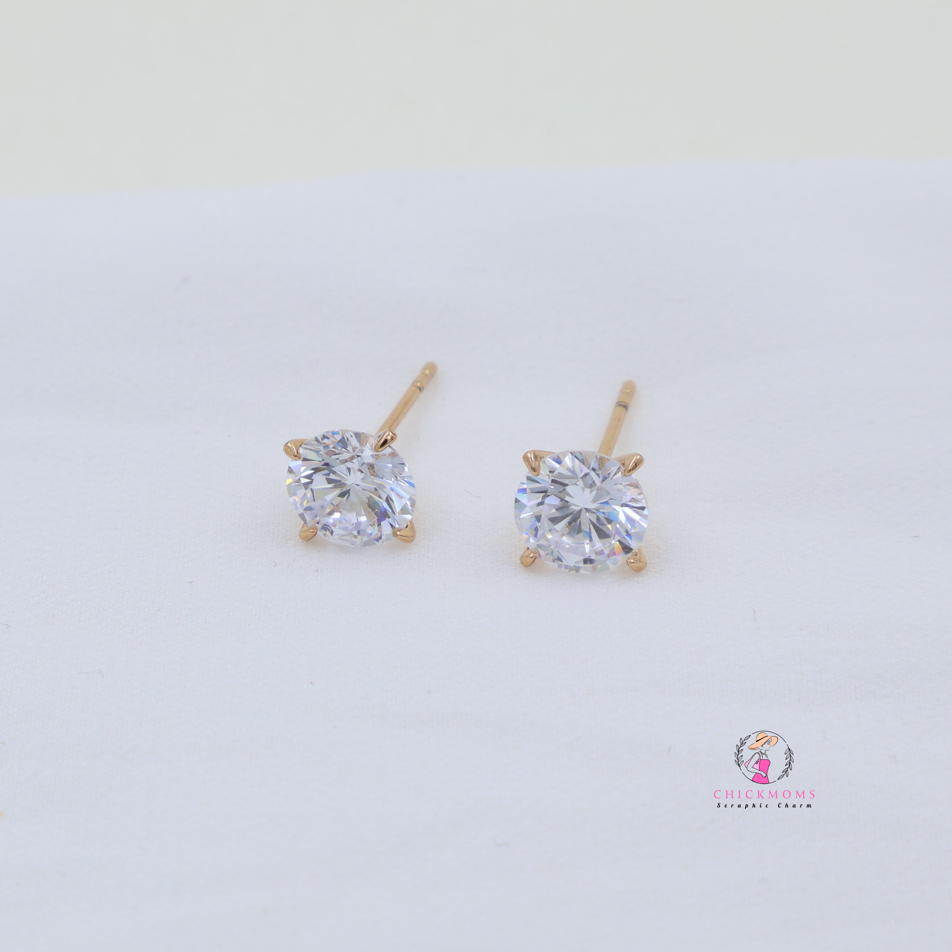 Classic Solitaire Stud Earrings