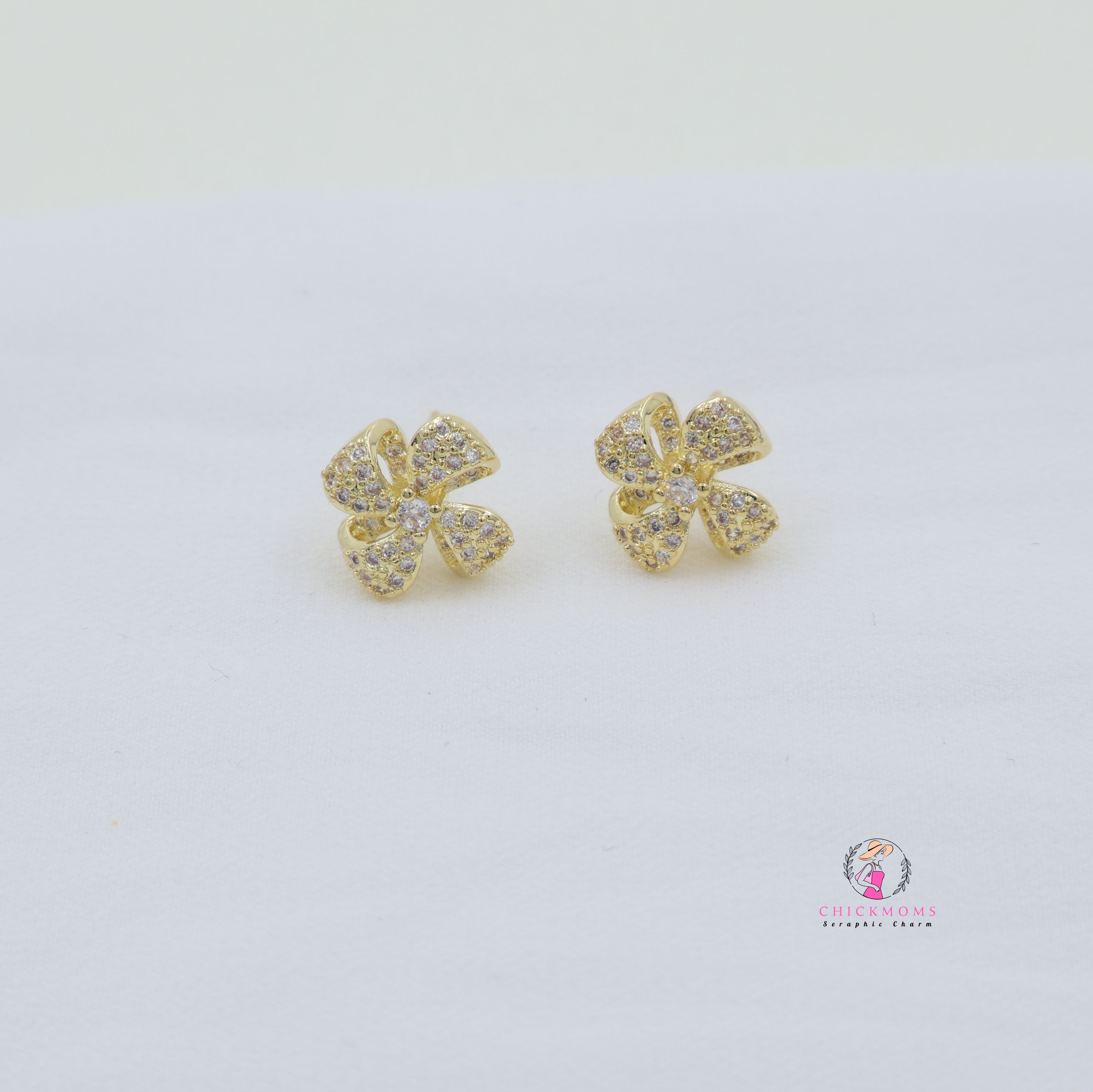 Gold Floral Stud Earrings