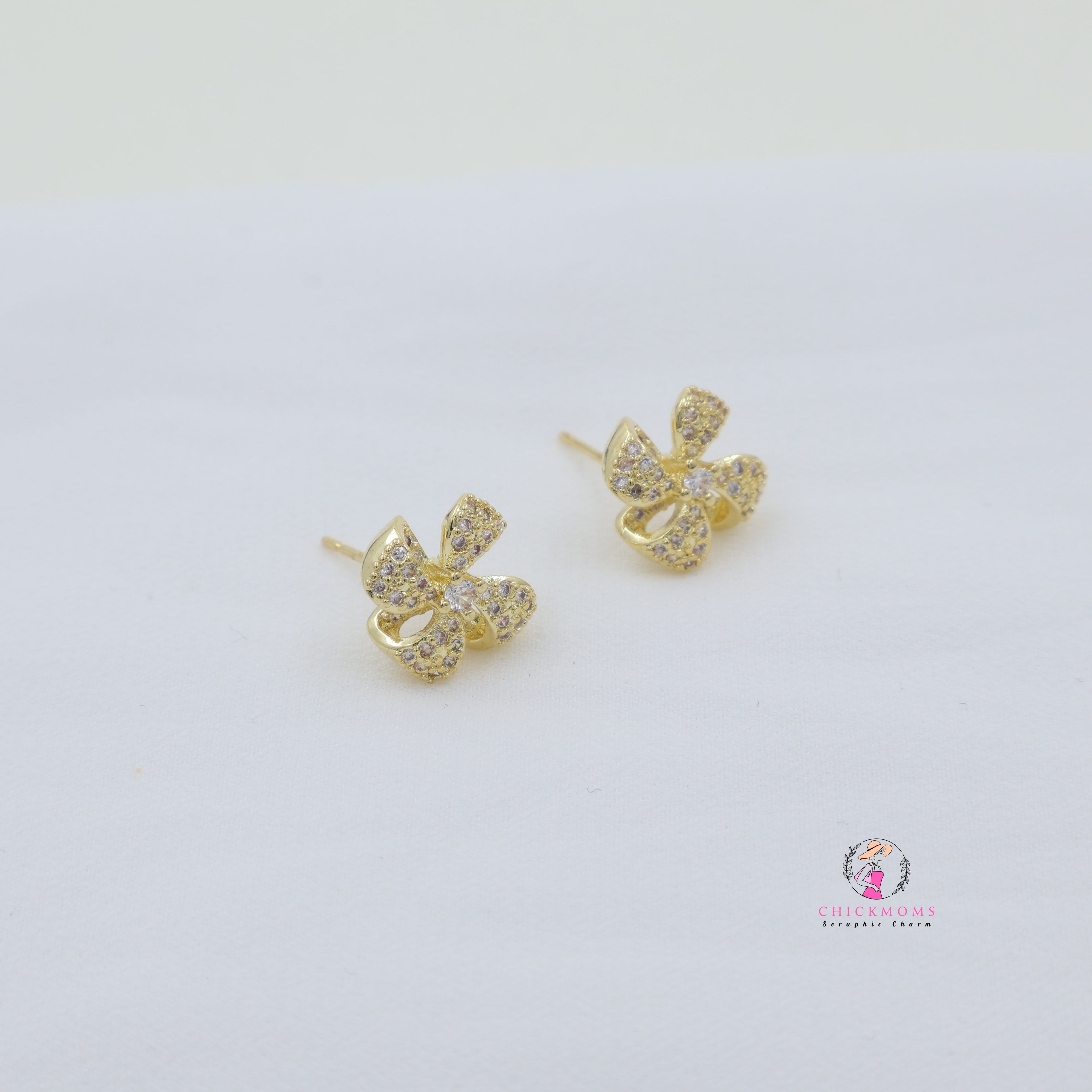 Gold Floral Stud Earrings