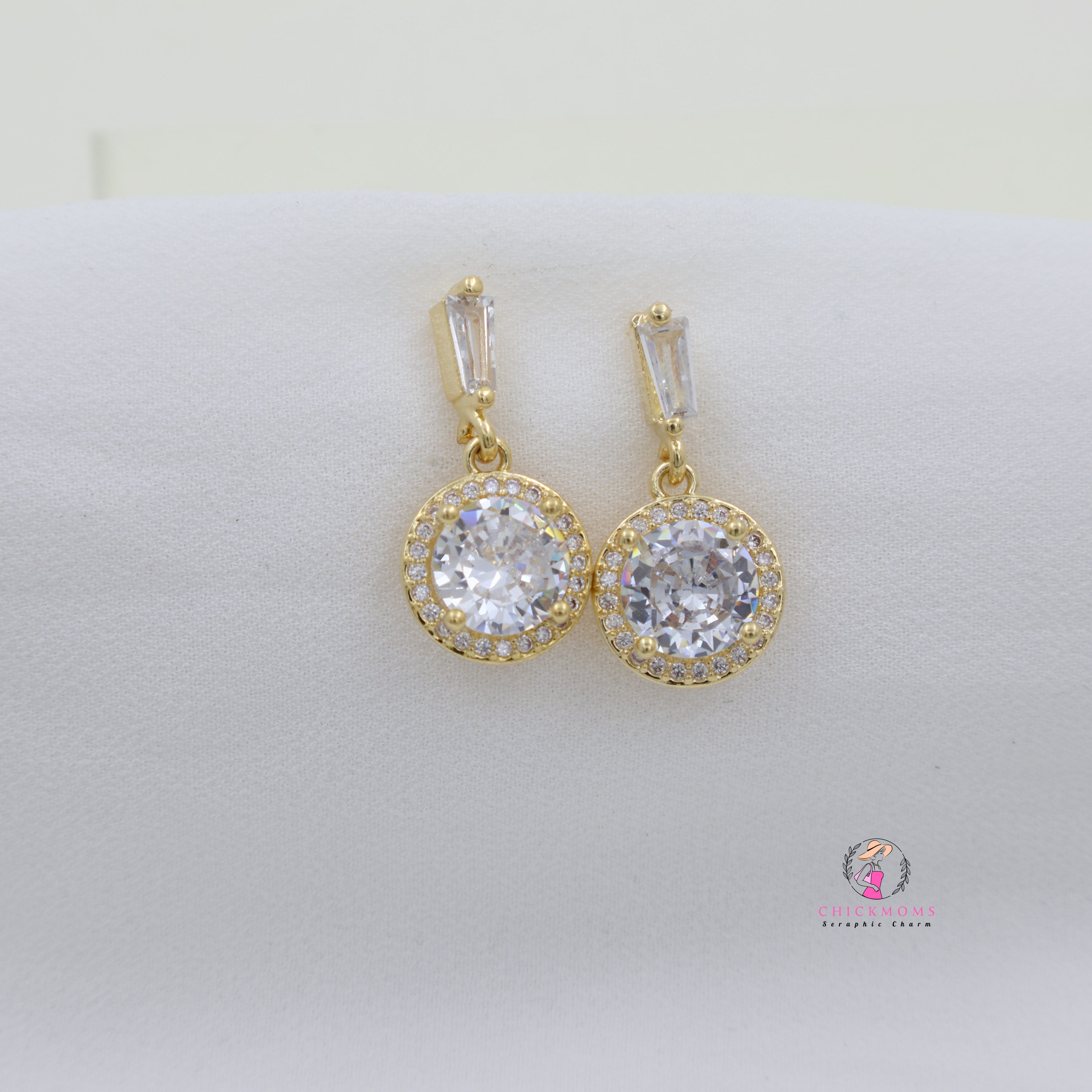Gold-Plated Crystal Drop Earrings