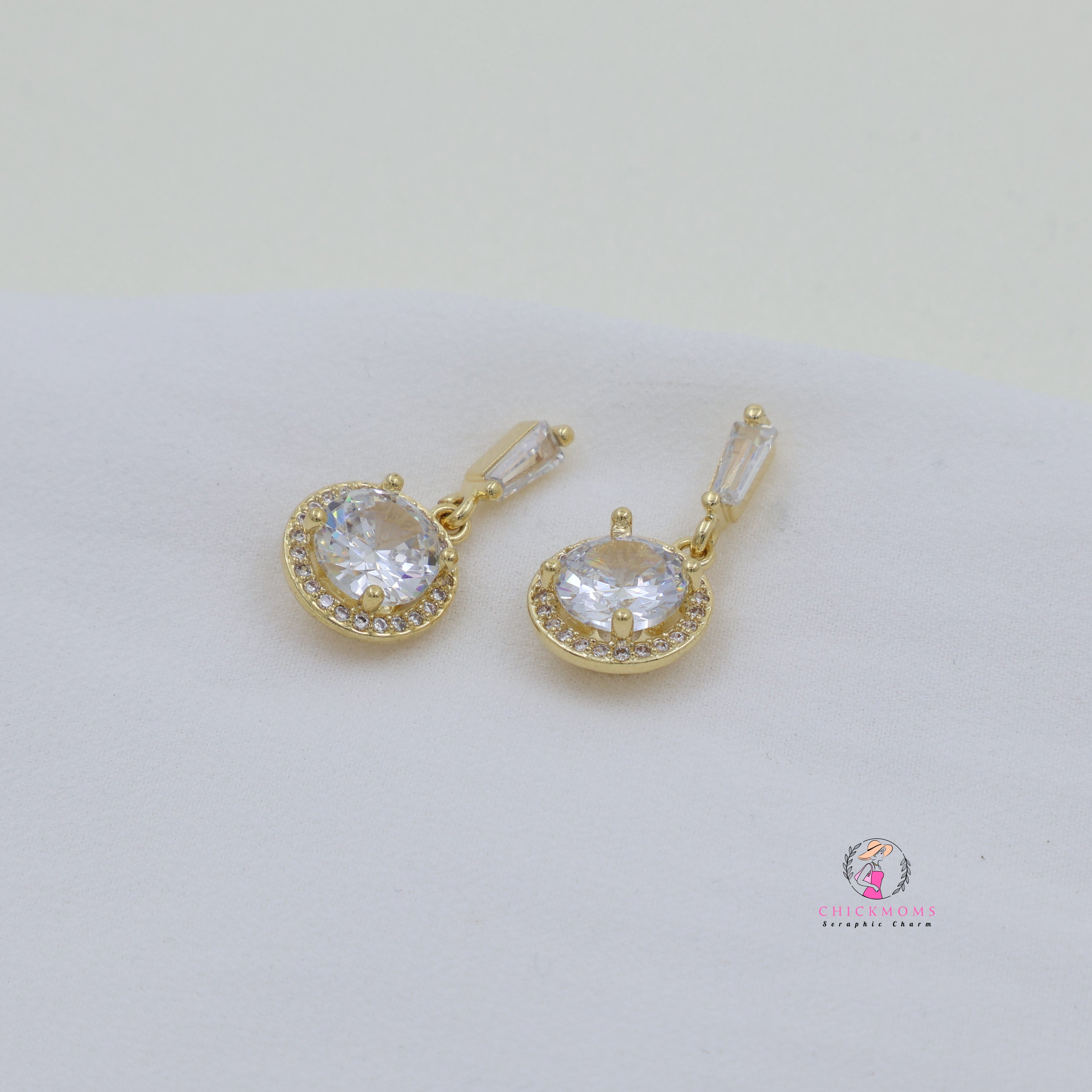 Gold-Plated Crystal Drop Earrings
